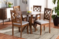 Baxton Studio Zoe Modern and Contemporary Grey Fabric Upholstered and Walnut Brown Finished Wood 5-Piece Dining Set