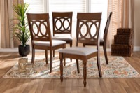 Baxton Studio Lucie Modern and Contemporary Grey Fabric Upholstered and Walnut Brown Finished Wood 4-Piece Dining Chair Set