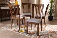 Baxton Studio Minette Modern and Contemporary Grey Fabric Upholstered Walnut Brown Finished Wood Dining Chair Set