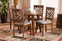 Baxton Studio Lilly Modern and Contemporary Grey Fabric Upholstered and Walnut Brown Finished Wood 5-Piece Dining Set