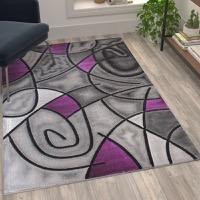 Jubilee Collection - Contemporary 3' x 5' Accent Rug - Purple