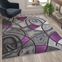 Jubilee Collection - Contemporary 5' x 7' Accent Rug - Purple