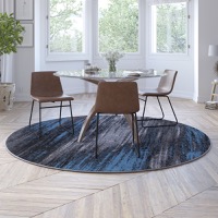 Rylan Collection - Contemporary 7' x 7' Round Accent Rug - Blue