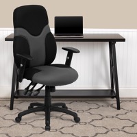 Abbott - Contemporary Task Office Chair & Arms - Black and Gray