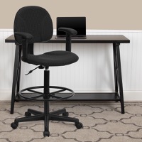 Bruce - Contemporary Drafting Office Chair & Arms - Black Patterned