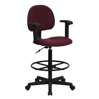 Bruce - Contemporary Drafting Office Chair & Arms - Burgundy