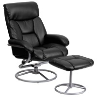 Barker - Modern Style Recliner and Ottoman Set - Black