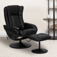 Poppy - Contemporary Style Recliner and Ottoman Set - Black