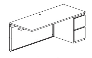 CSII Returns, 42"W x 24"D x 29"H, 1 F/F ped