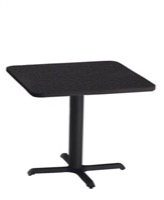 Safco Bistro Dining Square Table 36" - Black Iron Base - High Pressure Laminate (HPL), Knife Edge