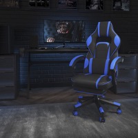 X40 - Modern Swivel Video Game Chair for All-Day Comfort - Black & Blue Trim