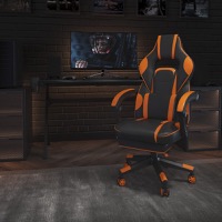 X40 - Modern Swivel Video Game Chair for All-Day Comfort - Black & Orange Trim