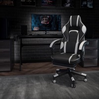 X40 - Modern Swivel Video Game Chair for All-Day Comfort - Black & White Trim