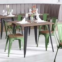 Perry - Modern Colorful Stack Chair & Poly Resin Seat - Teak Seat/Green Frame