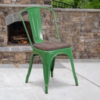 Perry - Stackable Metal Dining Chair for Indoor Spaces - Green