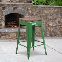 Lily - Industrial Backless Counter Height Stool - Green