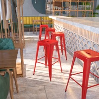 Lily - Industrial Backless Bar Height Stool - Red