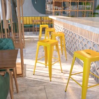 Lily - Industrial Backless Bar Height Stool - Yellow