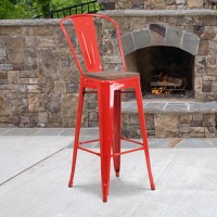 Lily - Modern Bistro Bar Stool - Red