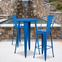 Nichols - Bar Height Table and Stool Set - Blue