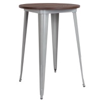 Philip - Metal Cafe Bar Table - Silver