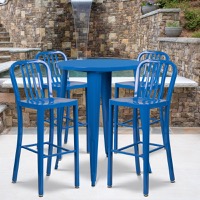 Tristan - Bar Height Table and Stool Set - Blue