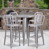 Tristan - Bar Height Table and Stool Set - Silver