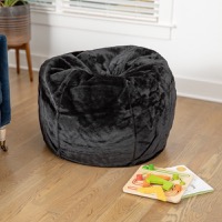 Dillon - Refillable Bean Bag for Kids and Teens - Black Furry