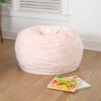 Dillon - Refillable Bean Bag for Kids and Teens - Blush Furry