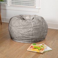 Dillon - Refillable Bean Bag for Kids and Teens - Gray Furry