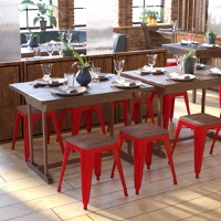 Kai - Set of 4 Space Saving 18 Inch Indoor Dining Stool - Red