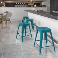 Kai - Industrial Dining Counter Stool - Kelly Blue-Teal