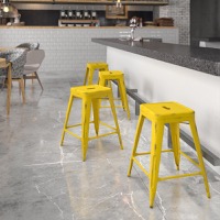 Kai - Industrial Dining Counter Stool - Yellow