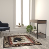 Ursus Collection - Bear and Cub 4' x 5' Area Rug - Brown