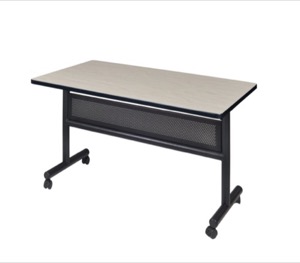 Kobe 48" Flip Top Mobile Training Table with Modesty - Maple