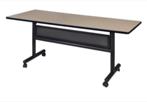 Kobe 60" x 30" Flip Top Mobile Training Table with Modesty - Beige