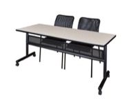 72" x 24" Flip Top Mobile Training Table with Modesty Panel and 2 Mario Stack Chairs