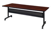 Kobe 72" x 30" Flip Top Mobile Training Table with Modesty - Cherry