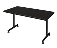 48" x 30" Kobe T-Base Mobile Training Table - Mocha Walnut