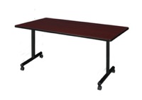 60" x 30" Kobe T-Base Mobile Training Table - Mahogany