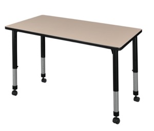 Kee 42" x 30" Height Adjustable Mobile Classroom Table  - Beige