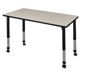 Kee 42" x 30" Height Adjustable Mobile Classroom Table  - Maple