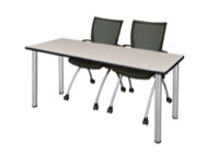 60" x 24" Kee Training Table - Maple/ Chrome & 2 Apprentice Chairs - Black