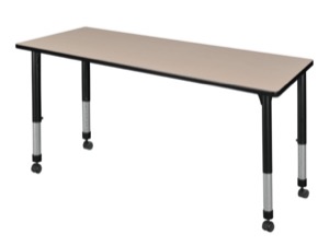 Kee 60" x 30" Height Adjustable Mobile Classroom Table  - Beige