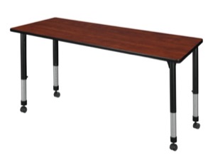 Kee 66" x 24" Height Adjustable Mobile Classroom Table  - Cherry