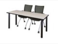 72" x 24" Kee Training Table - Maple/ Black & 2 Apprentice Chairs - Black