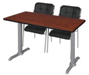 Via 48" x 24" Training Table - Cherry/Grey & 2 Uptown Side Chairs - Black