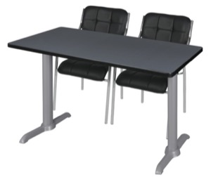 Via 48" x 24" Training Table - Grey/Grey & 2 Uptown Side Chairs - Black