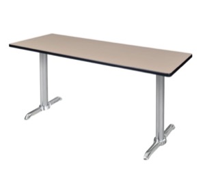 Via 60" x 24" Training Table - Beige/Chrome