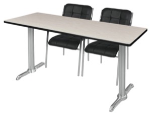 Via 60" x 24" Training Table - Maple/Chrome & 2 Uptown Side Chairs - Black